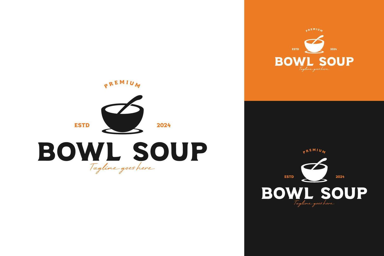 Bowl soup and spoon logo design vector