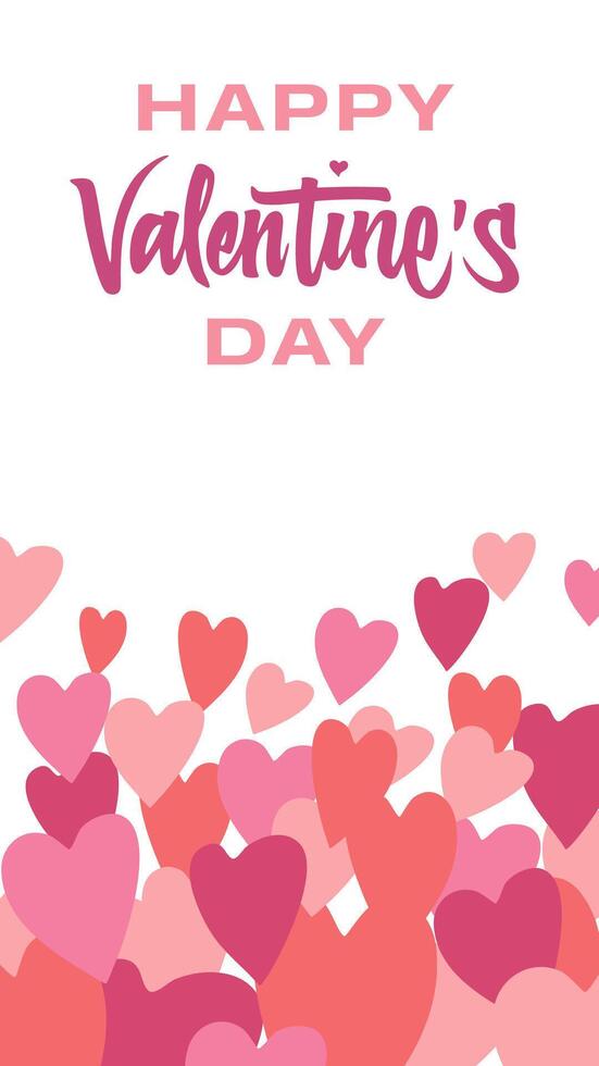 Celebrate love with this handwritten Valentine's Day card template, featuring hearts and romantic accents in red and purple tones, perfect for invitations or posts vector