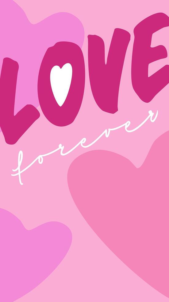 Cute hand drawn heart and scrip text. Background for Valentine's Day, Weddings, Mother's Day. Design for social network stories, card, postcard, poster, banner, backgrounds. vector