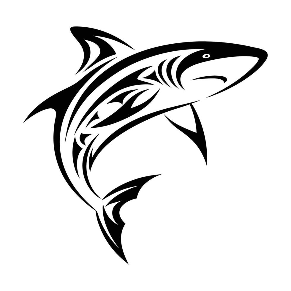 Tribal shark tattoo design with white background. vector
