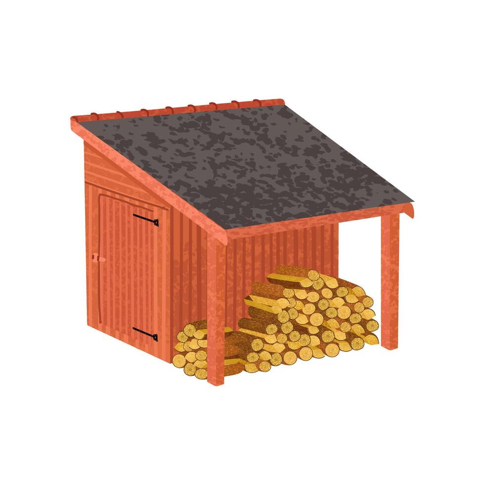 Colorful Illustration of Woodshed Isolated on White Background vector