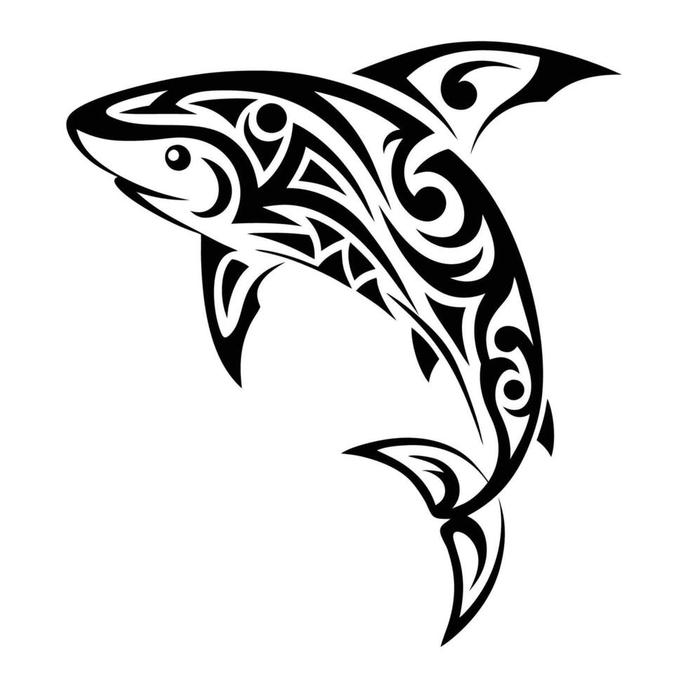 Shark tattoo minimal design. vector