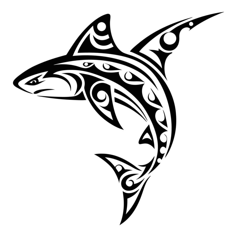 Shark tribal tattoo design. vector