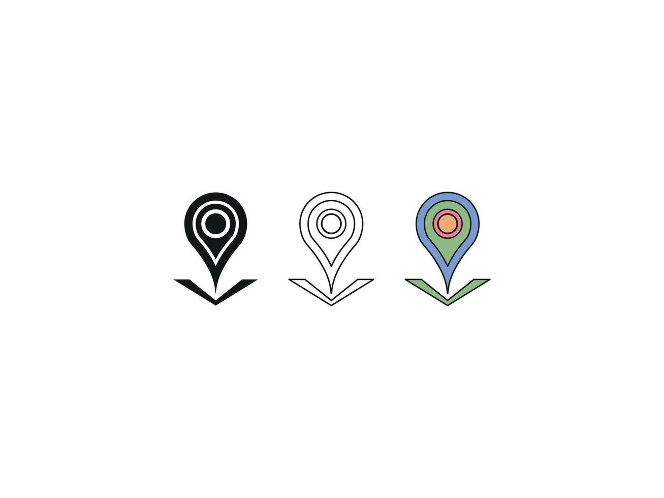 Location Icon Pin location Black Outline and Colorful Design vector