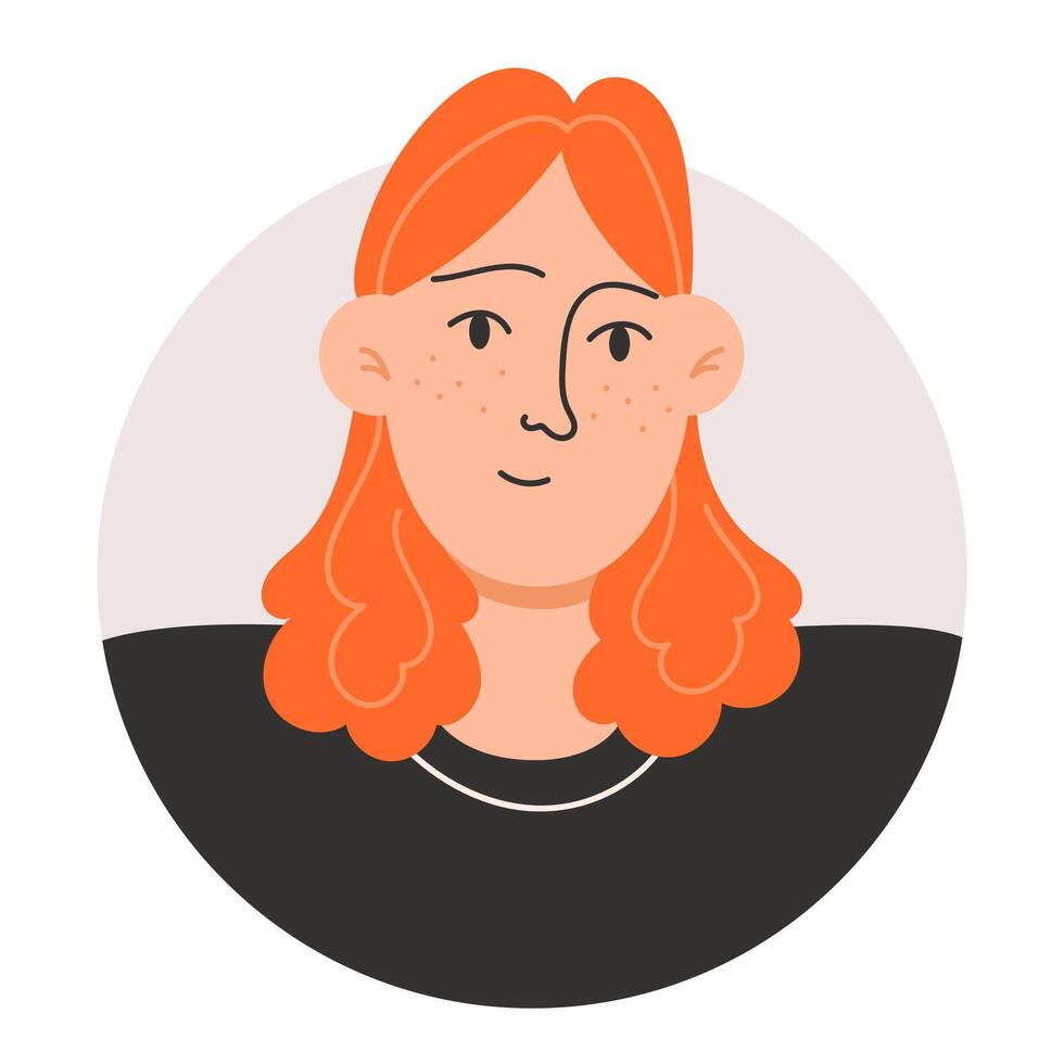 Portrait of a Young Man with Long Red Hair and Freckles for Profile Icon vector