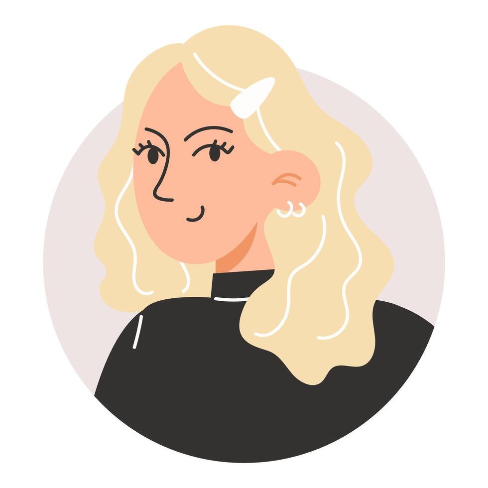 Portrait of a Young Blonde Woman for Profile Icon vector
