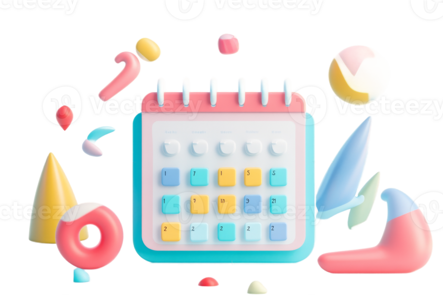 Colorful 3D Calendar with Abstract Shapes png