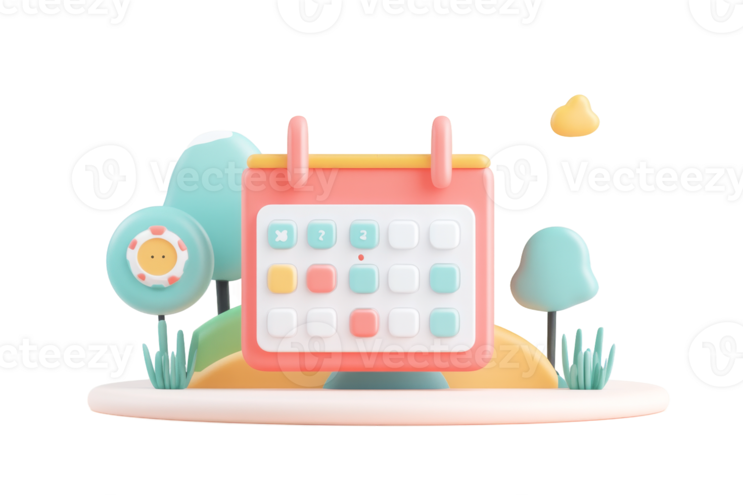 Calendar in Pastel Nature Setting png