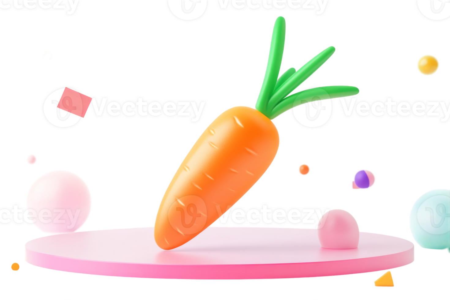 3D Rendered Carrot with Geometric Shapes png