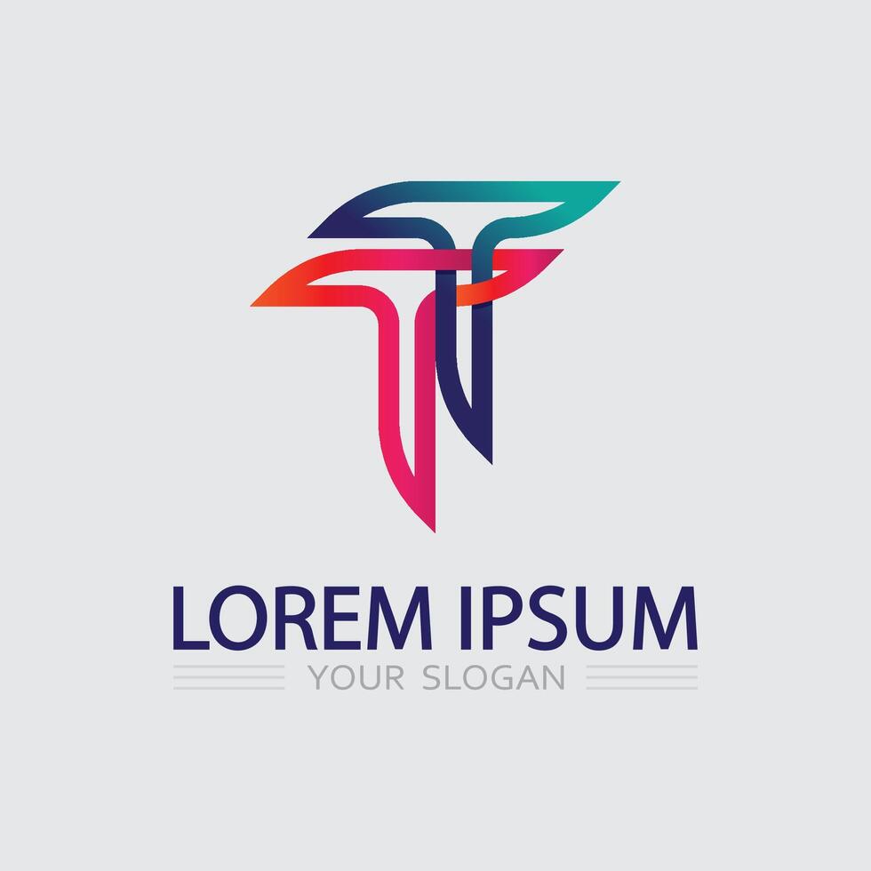 letter T logo image and font T design graphic trible vector