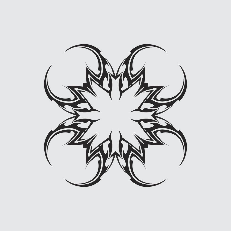 black tribal logo design icon and sign tribal flower vector