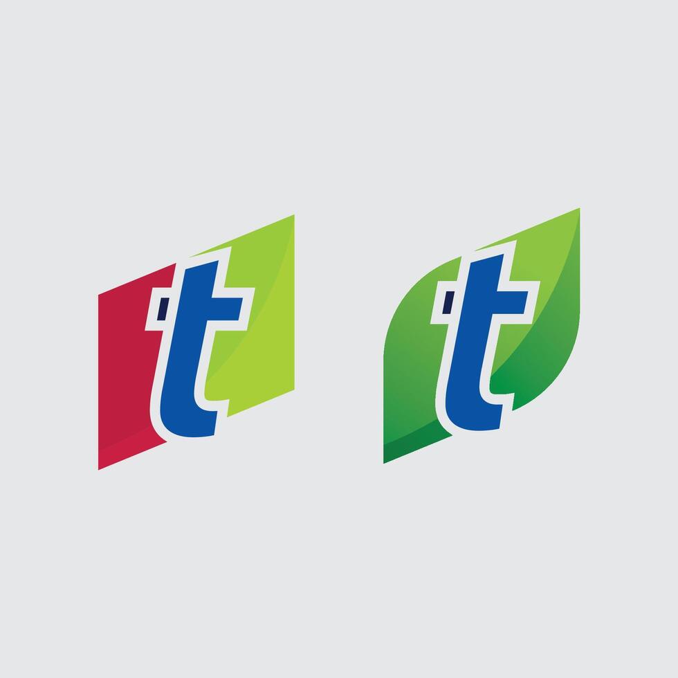 letter T logo image and font T design graphic leaf vector