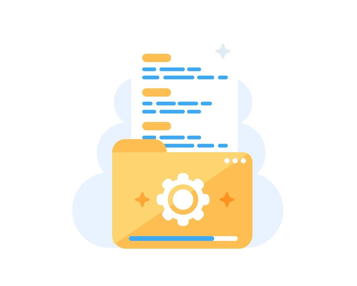 Illustration of a system folder and a text file in flat style. vector