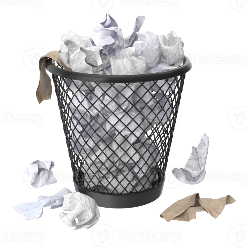 trash bin with paper png
