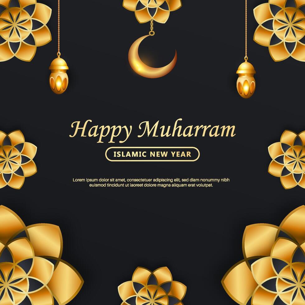 Realistic Eid Mubarak hanging lantern with Arabic style arch and Islamic crescent moon vector