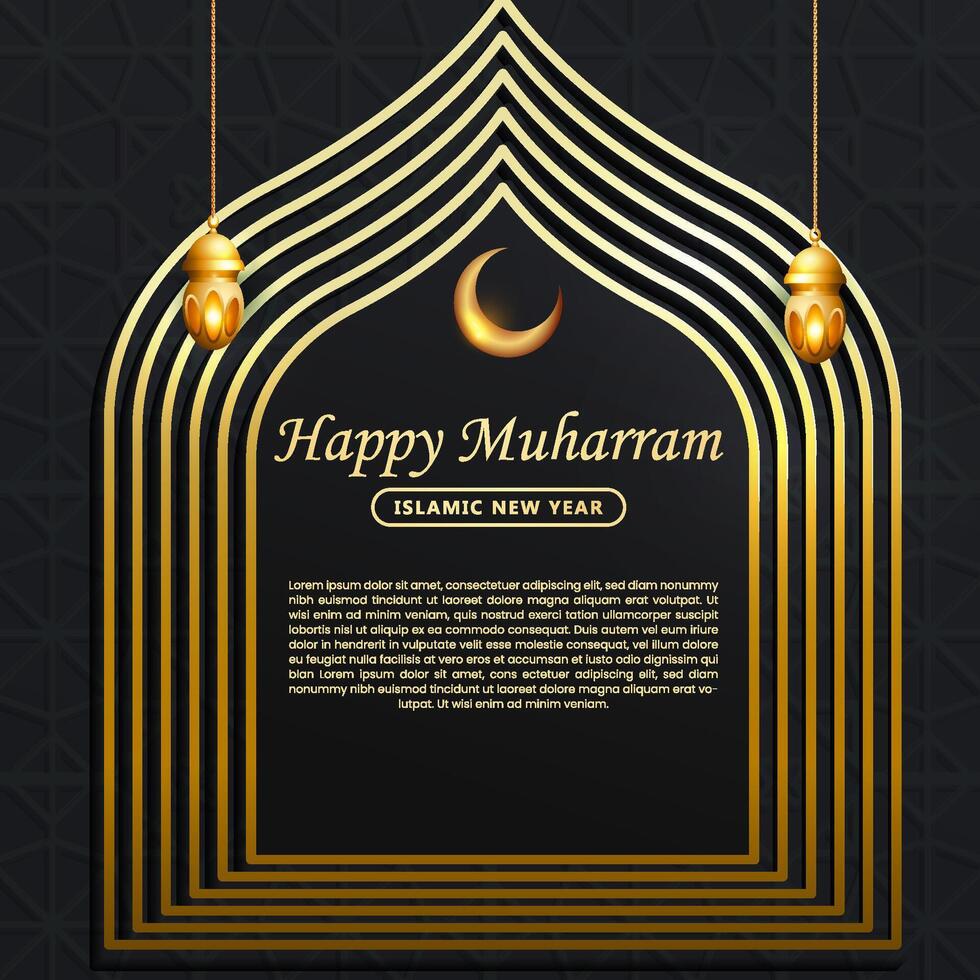Realistic Eid Mubarak hanging lantern featuring an Arabic-style arch and an Islamic crescent moon vector
