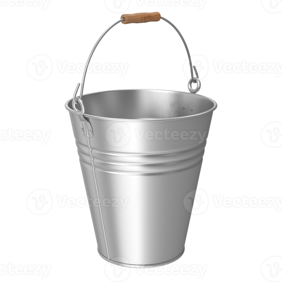 metal bucket with handle on transparent background png