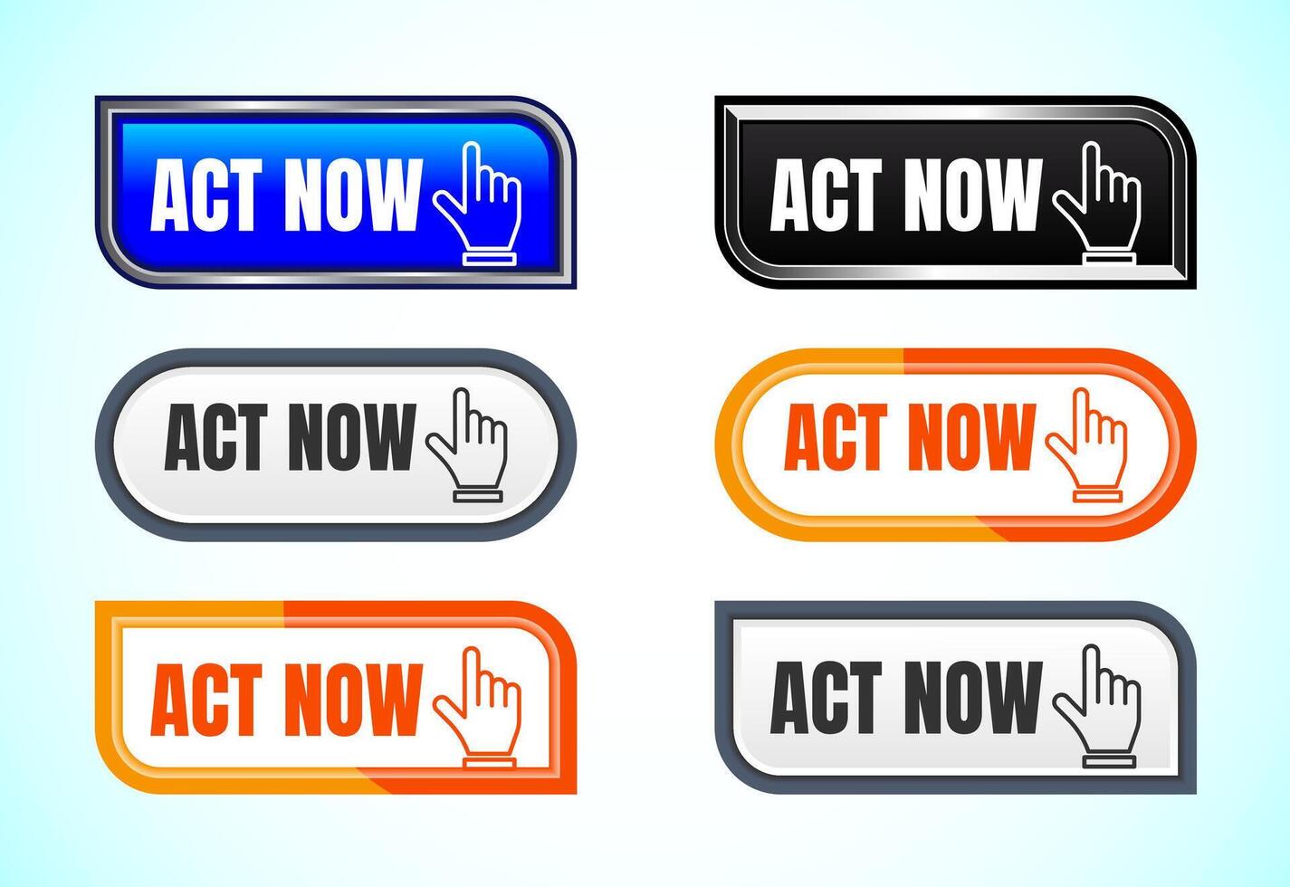 Act now button set vector