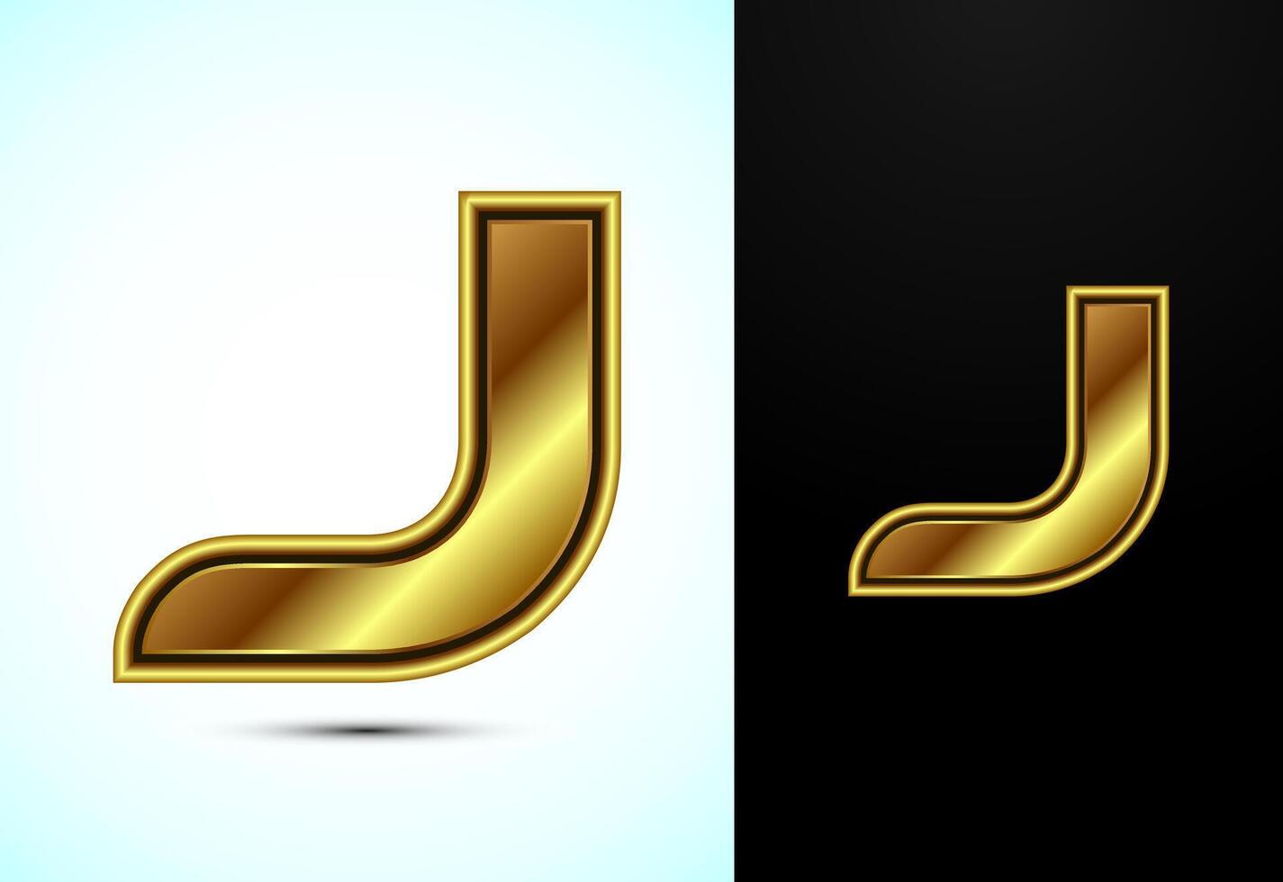 English alphabet J in gold color style. Graphic alphabet symbol for corporate business identity vector