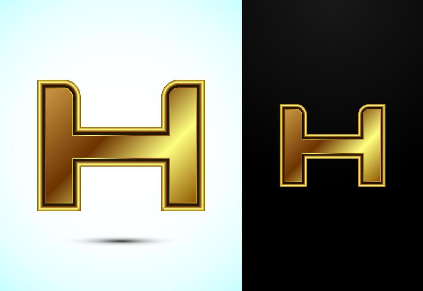 English alphabet H in gold color style. Graphic alphabet symbol for corporate business identity vector