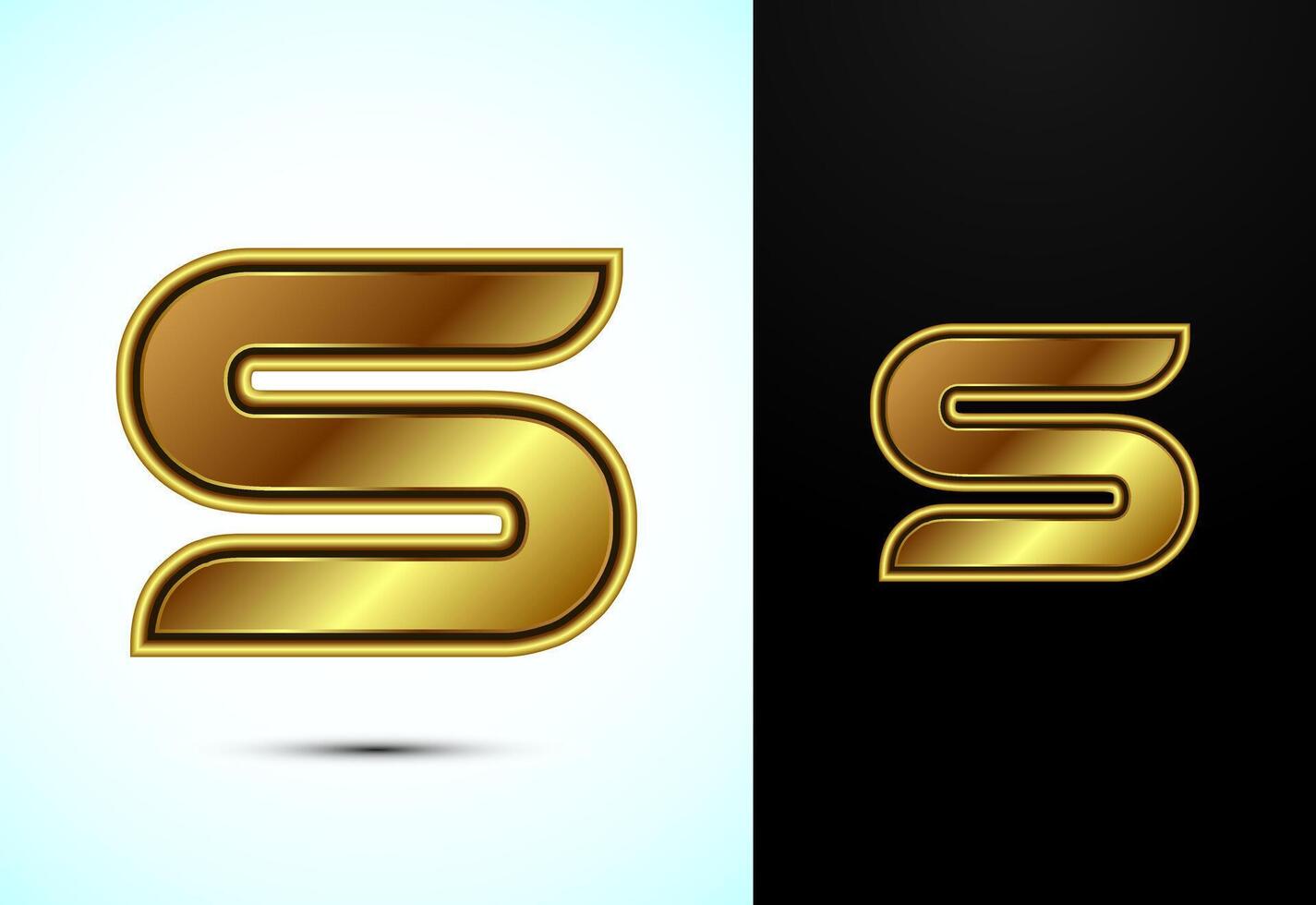 English alphabet S in gold color style. Graphic alphabet symbol for corporate business identity vector