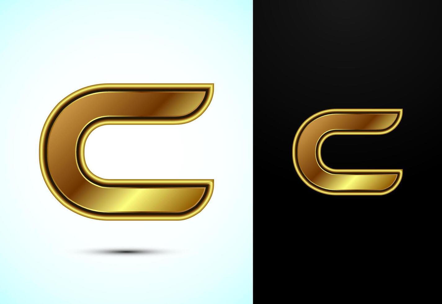 English alphabet C in gold color style. Graphic alphabet symbol for corporate business identity vector
