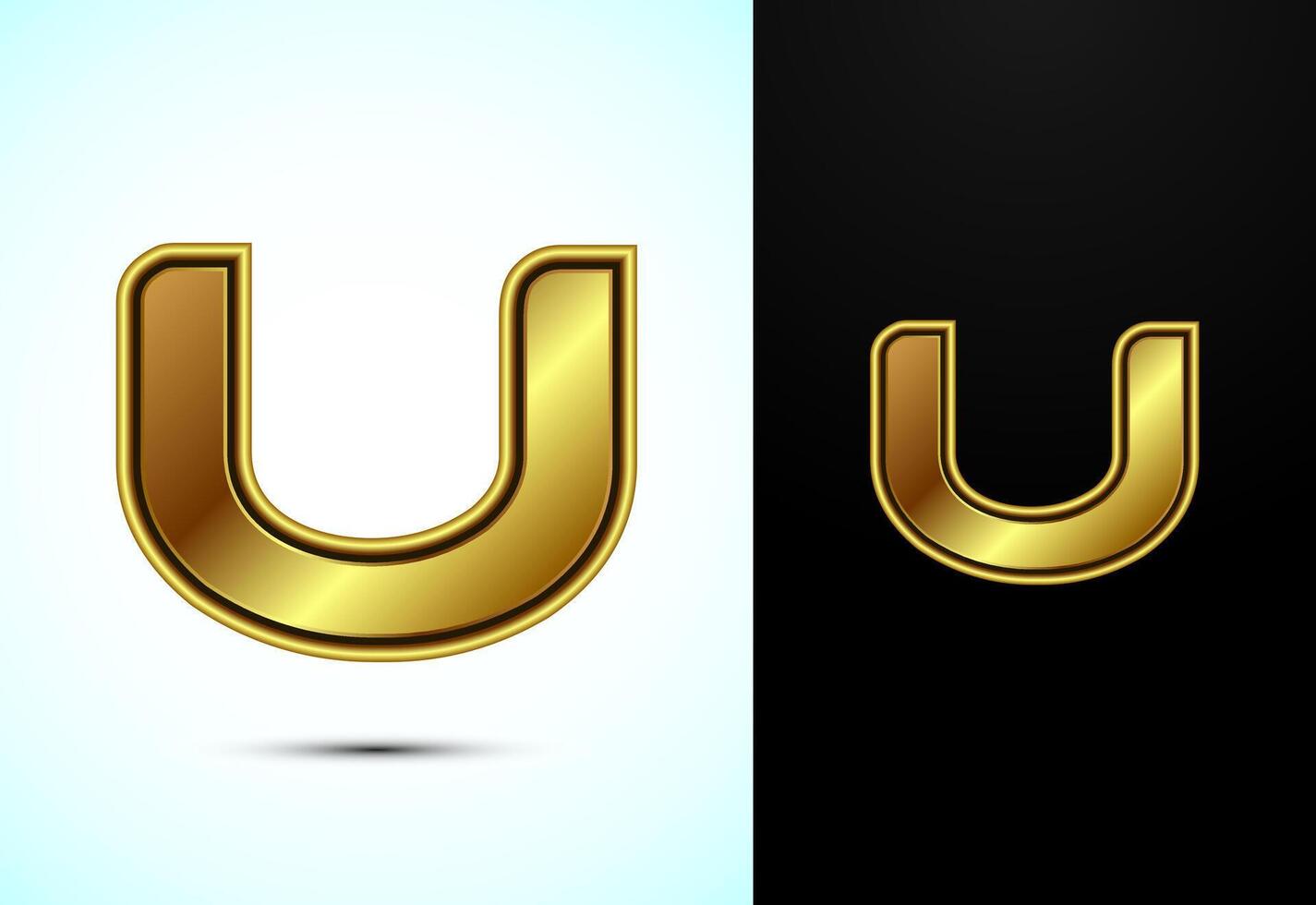 English alphabet U in gold color style. Graphic alphabet symbol for corporate business identity vector