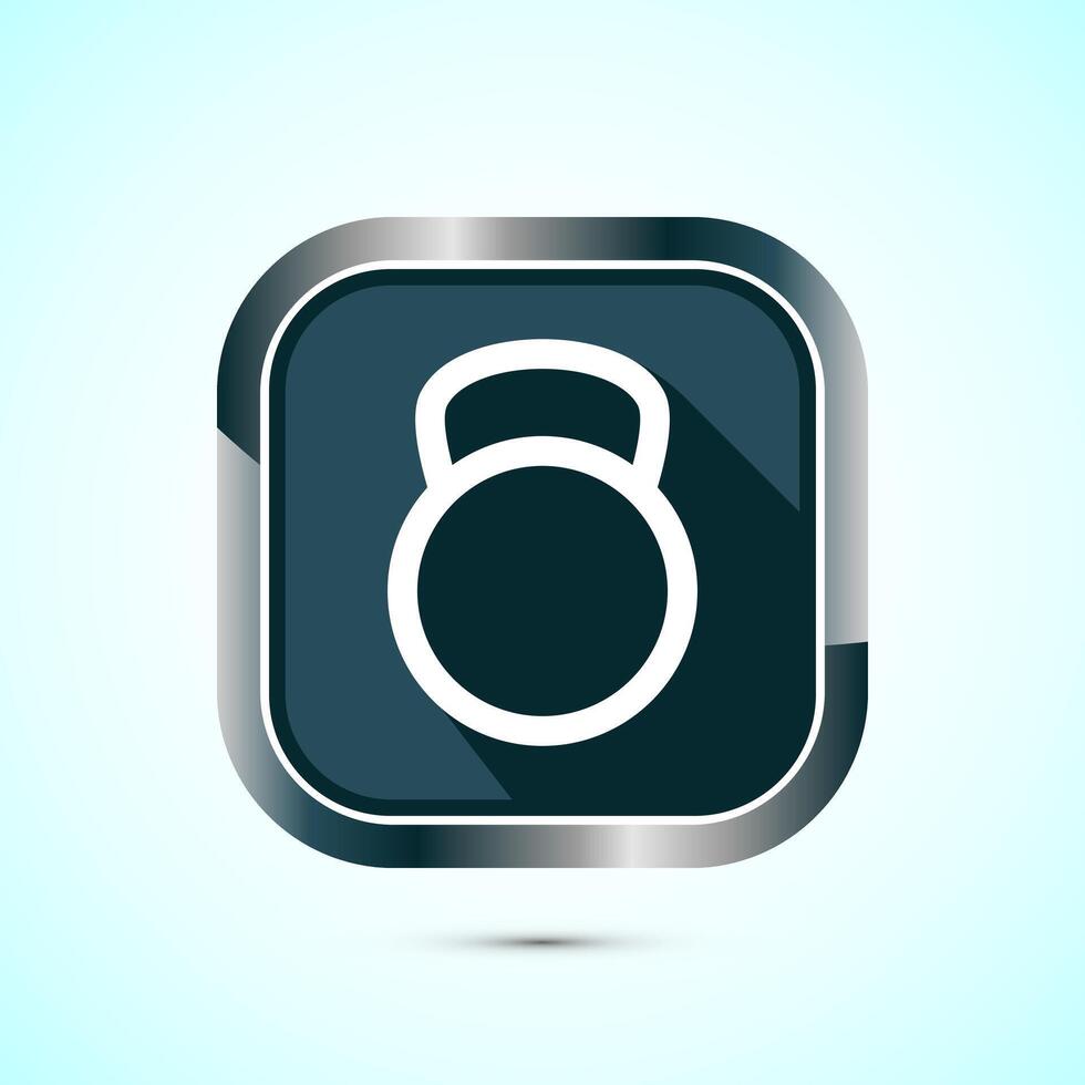 Kettlebell icon design illustration. Weight icon for weight lifting, fitness, and gym workouts. Gray shadow button design vector