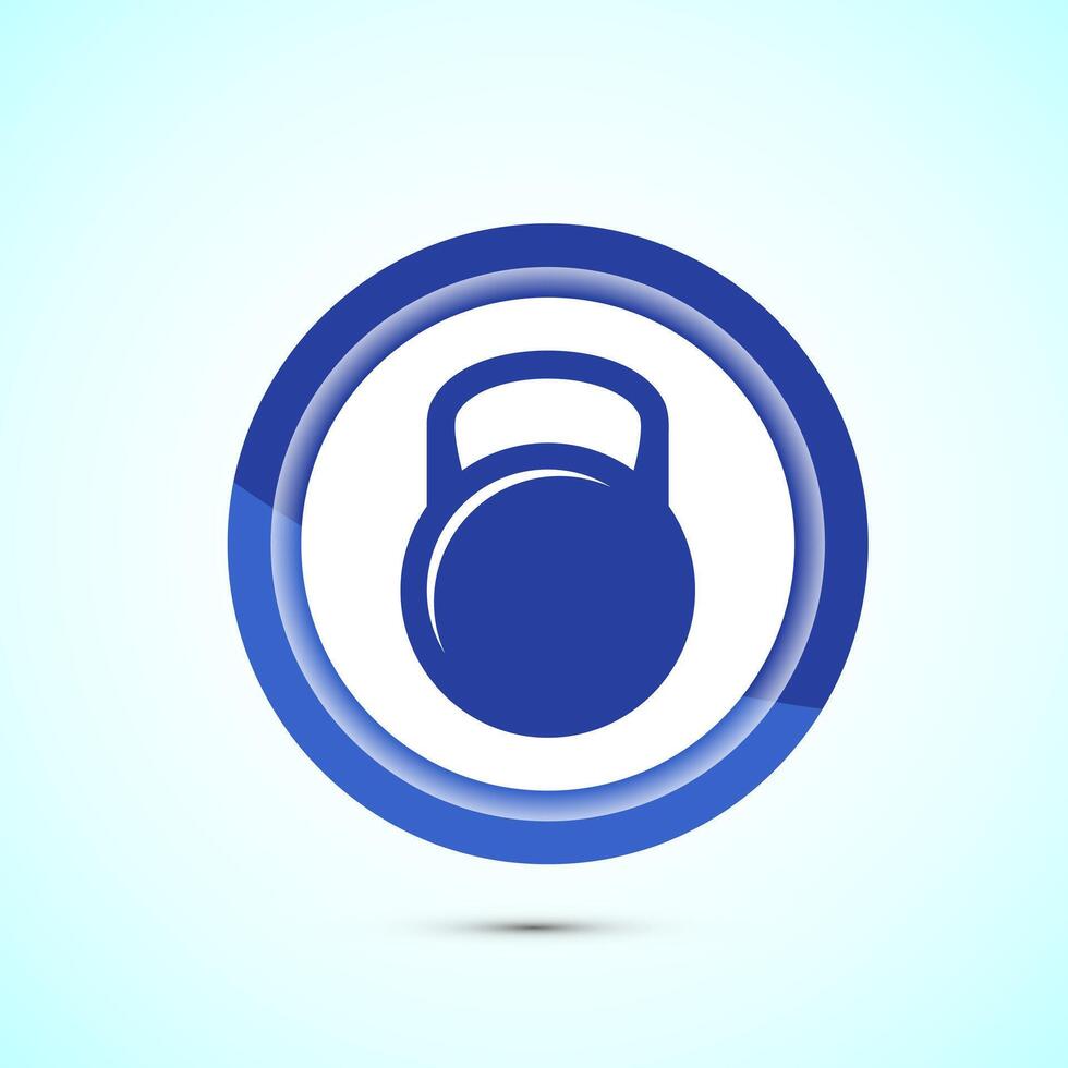 Kettlebell icon design illustration. Weight icon for weight lifting, fitness, and gym workouts. Blue color button design vector