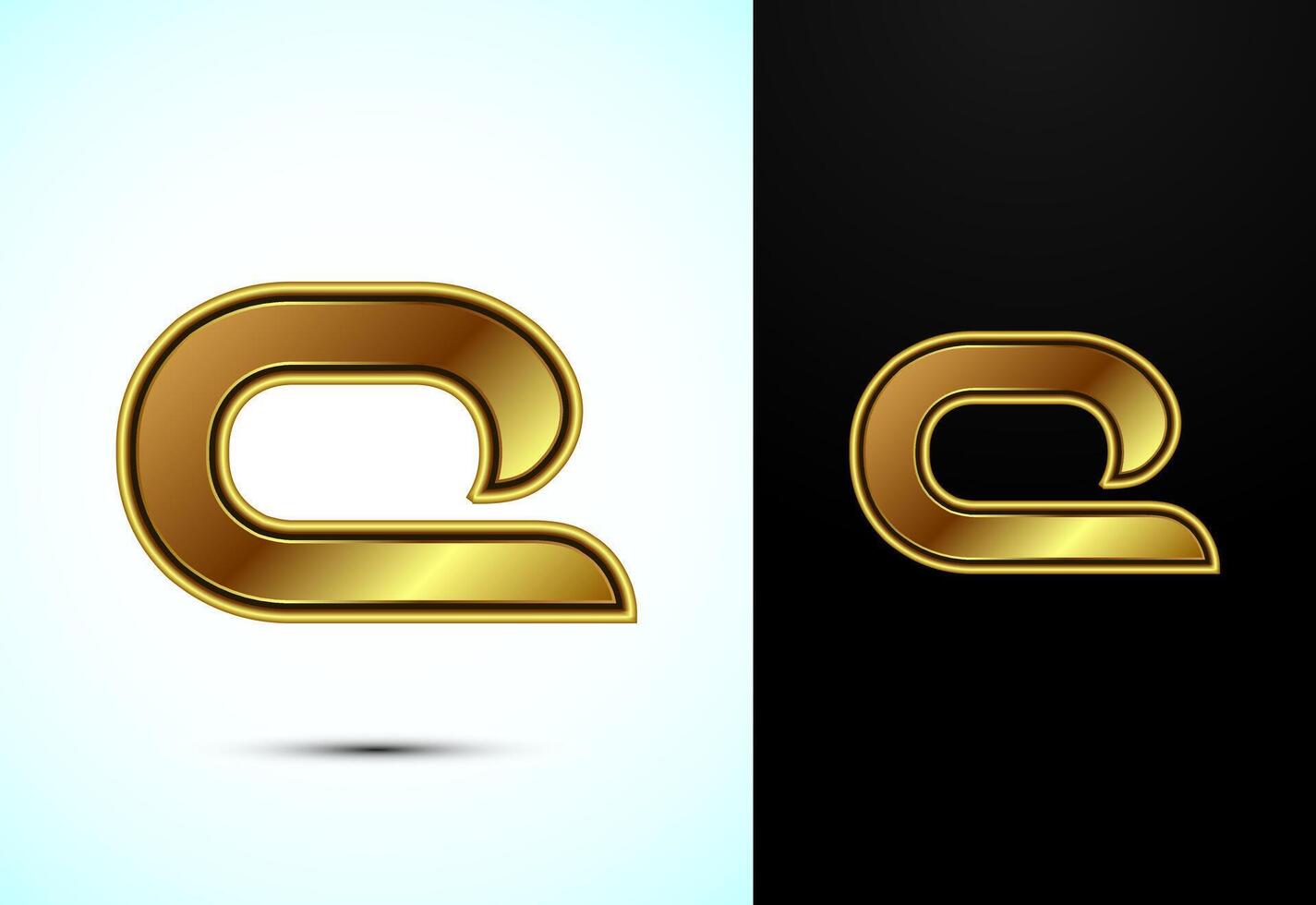 English alphabet Q in gold color style. Graphic alphabet symbol for corporate business identity vector