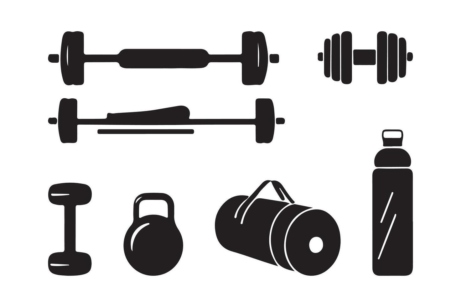 Fitness Equipment Silhouettes for Gym and Training Design vector