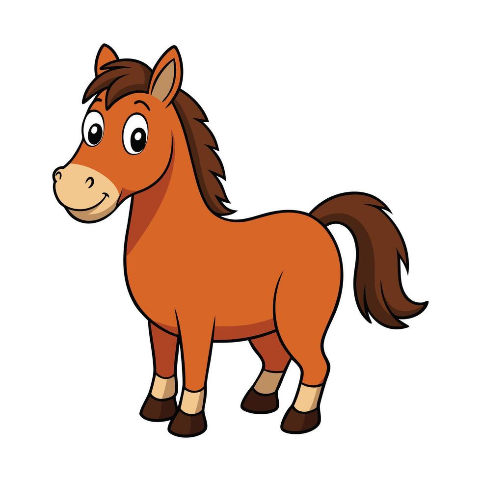 Cartoon horse illustration with happy expression. vector