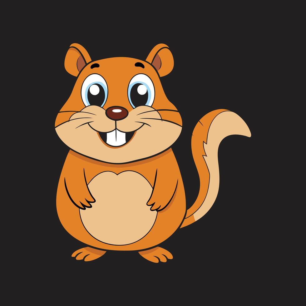 Cute Cartoon Groundhog Character on Black Background vector