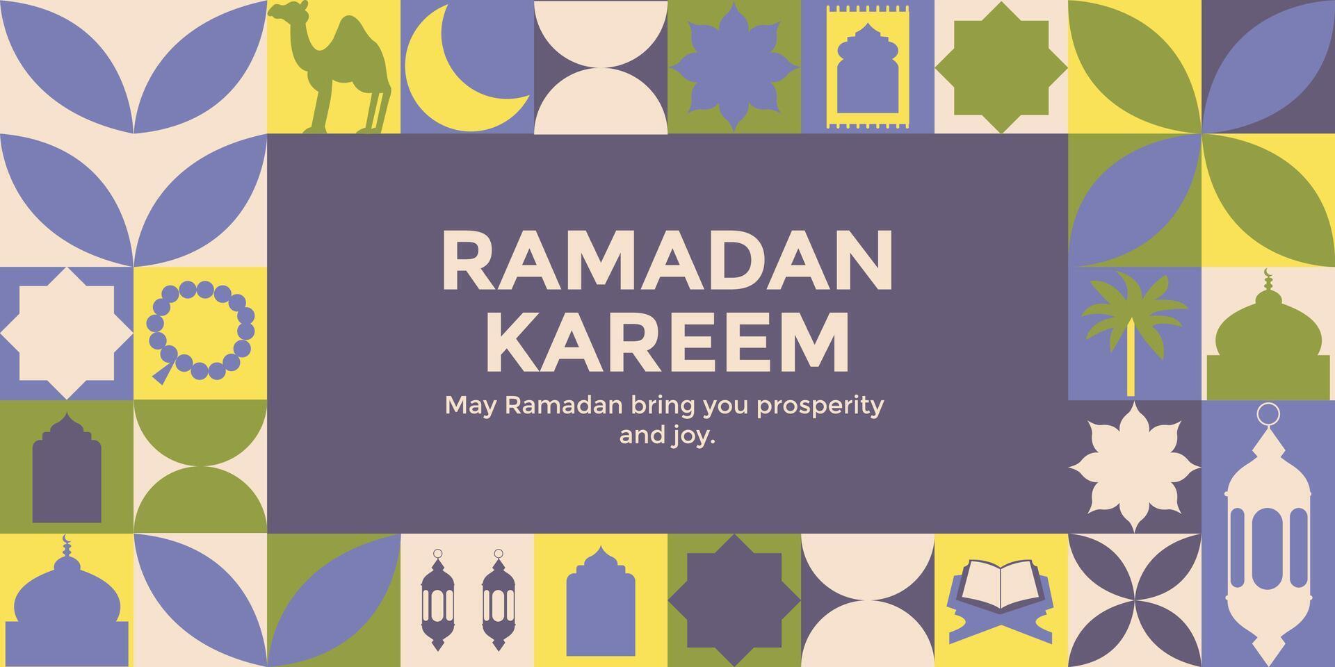 Ramadan Kareem minimalist geometric design for banner vector