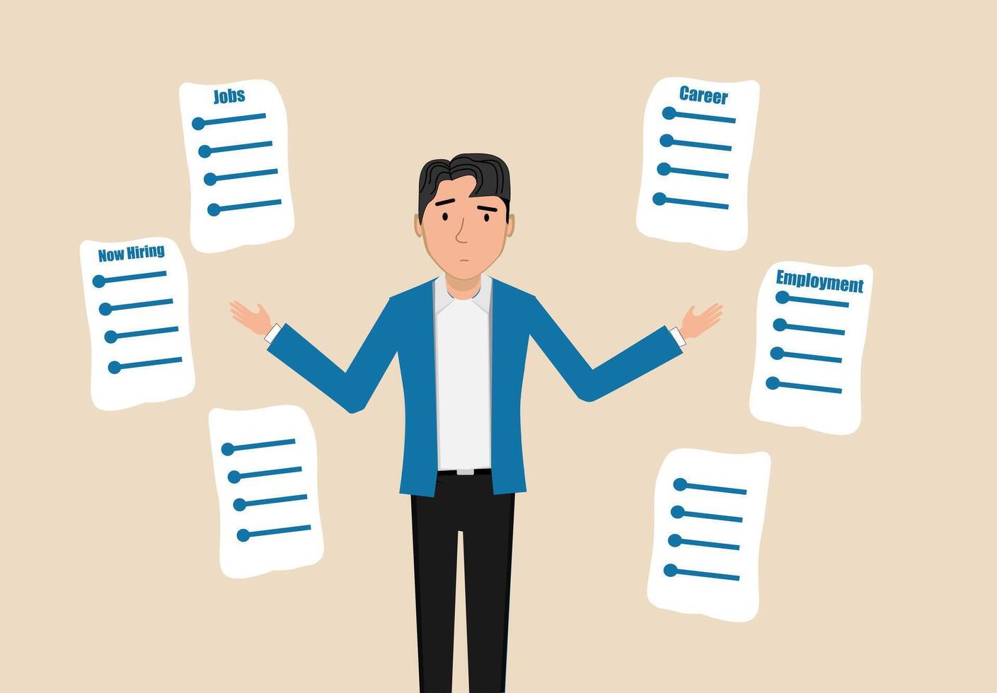 a man is standing in front of a list of tasks vector