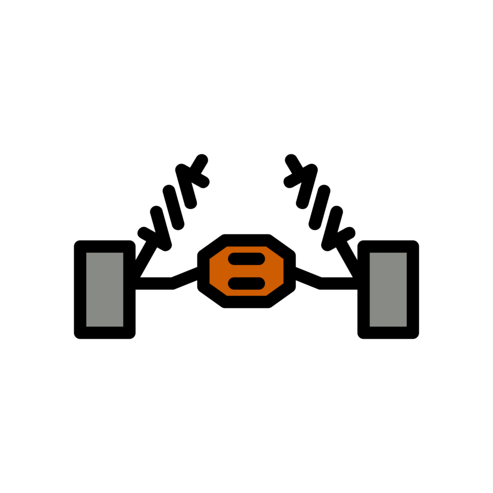 Design Illustration graphic of shockbreaker car icon with line and color style. Suitable for UI, mobile design, web design, etc. Transparent Background png