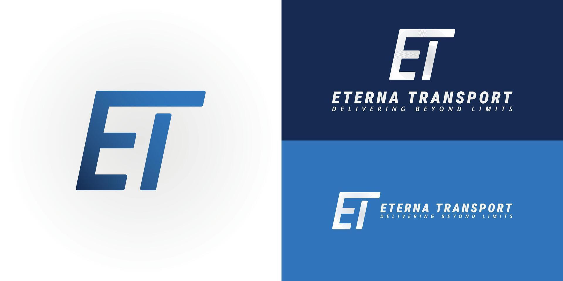 The dynamic logo design features the initials ET elegantly intertwined, creating a unique and visually striking symbol that evokes a sense of speed and efficiency. It is perfect for courier companies vector