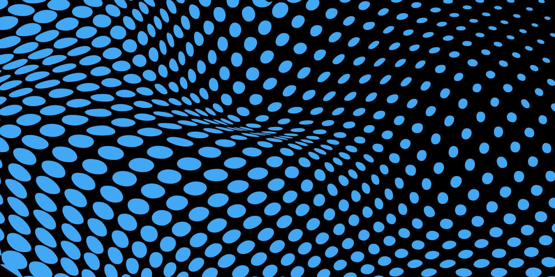 Blue Dot Wave on Black Background - Abstract Optical Pattern vector