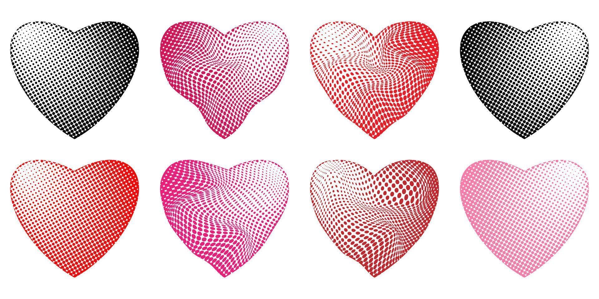Halftone Hearts Set vector