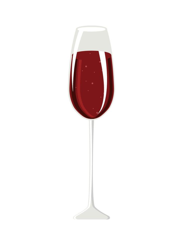 Elegant glass of red sparkling wine isolated on white background. vector