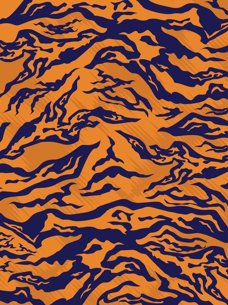 a tiger print pattern in orange and blue vector