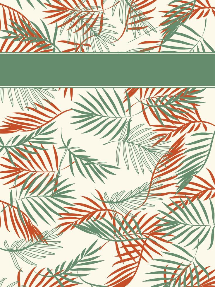 tropical palm leaves background with a green stripe vector