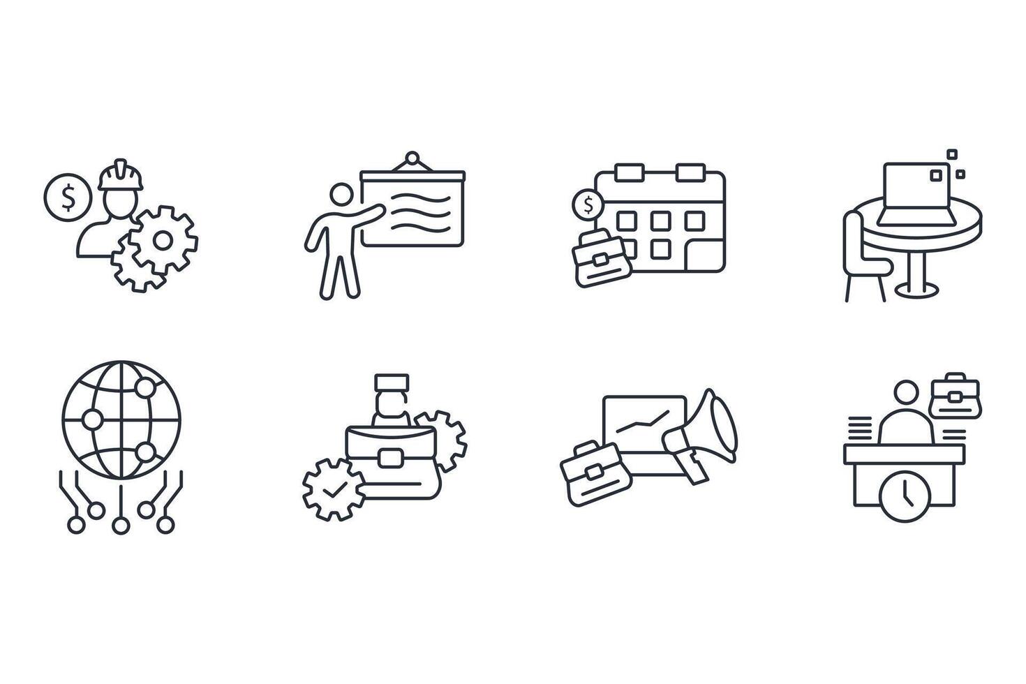 Work icon set..Editable stroke.linear style sign . vector