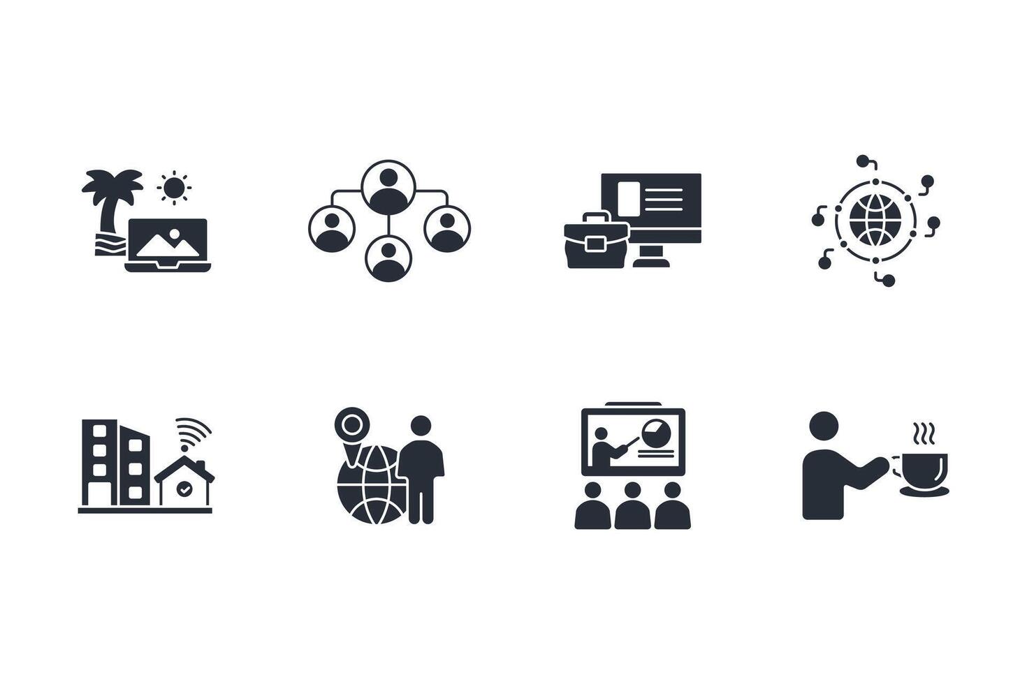 working from home icon set..Editable stroke.linear style sign vector