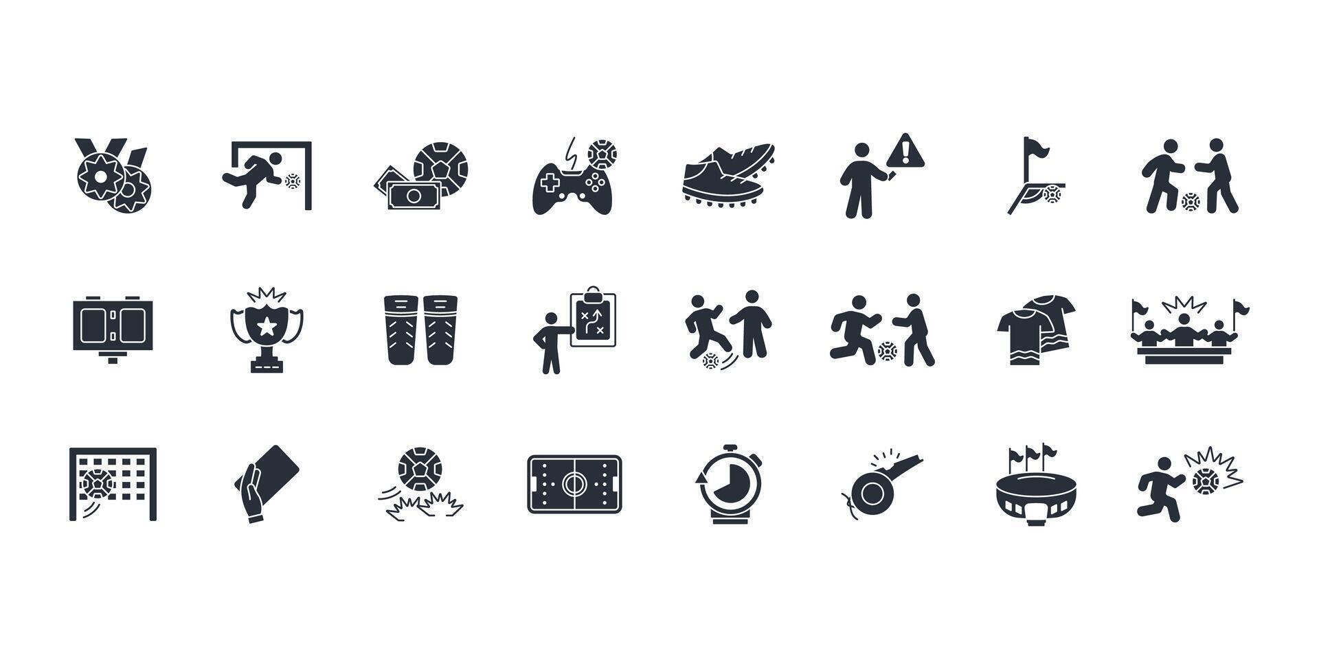 Football and soccer icon set..Editable stroke.linear style sign vector