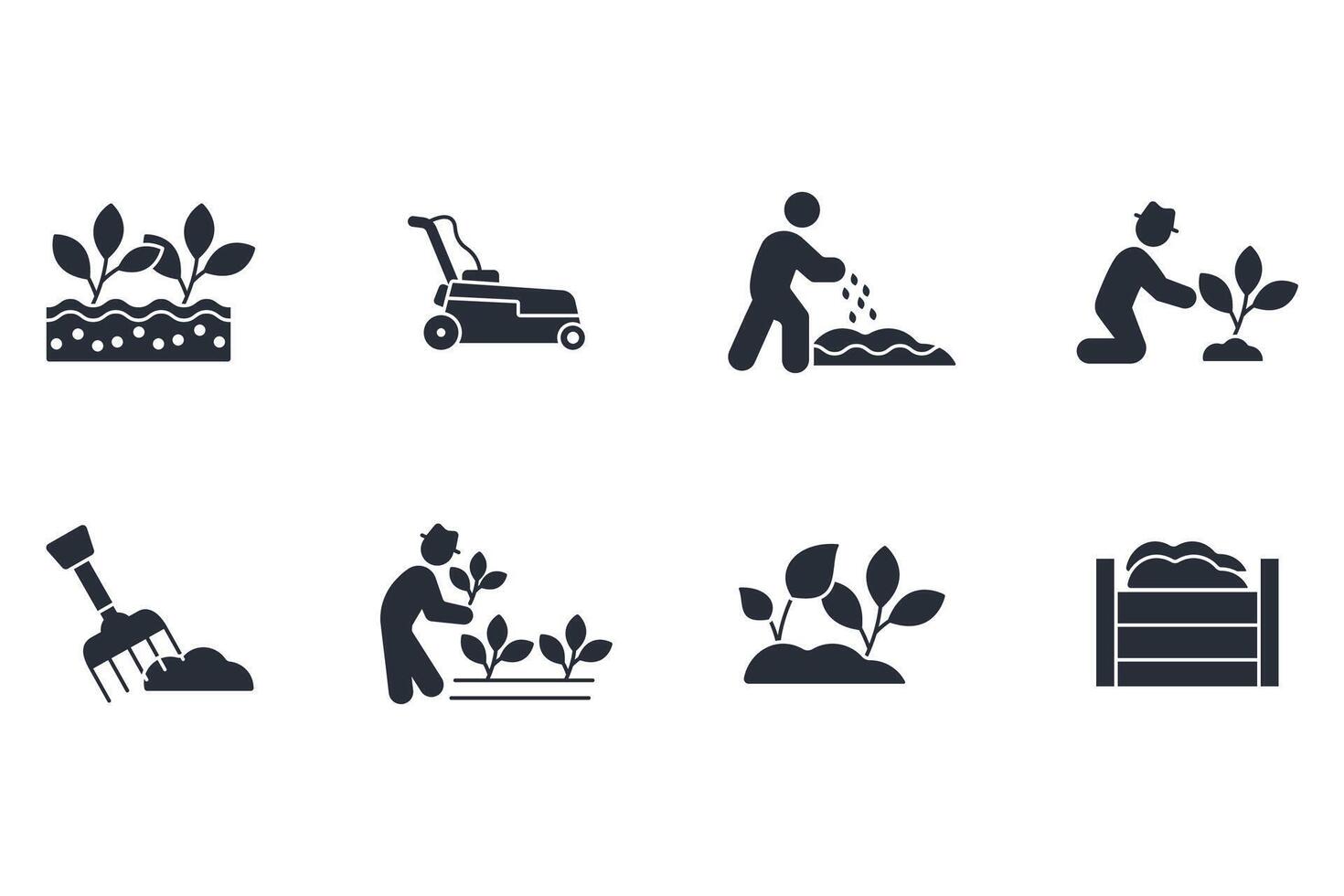 Gardening icon set..Editable stroke.linear style sign for use web vector