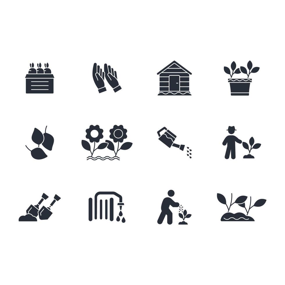 Gardening icon set..Editable stroke.linear style sign vector