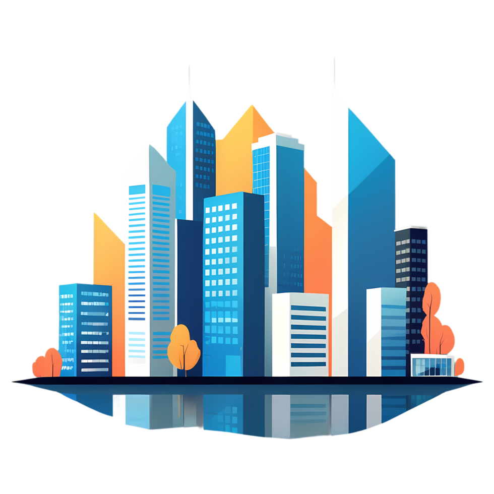 An illustration of a city with skyscrapers png