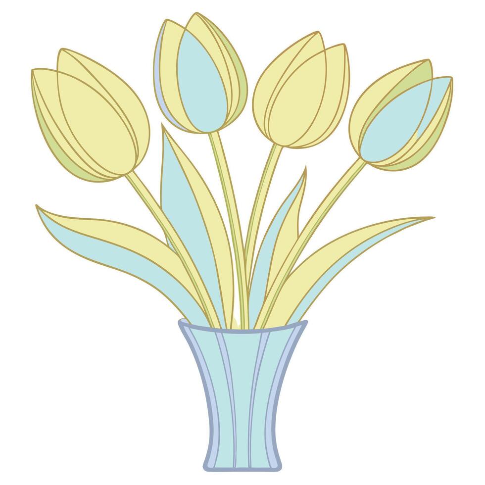 Pastel Tulips in Elegant Vase Spring Floral Art Illustration vector