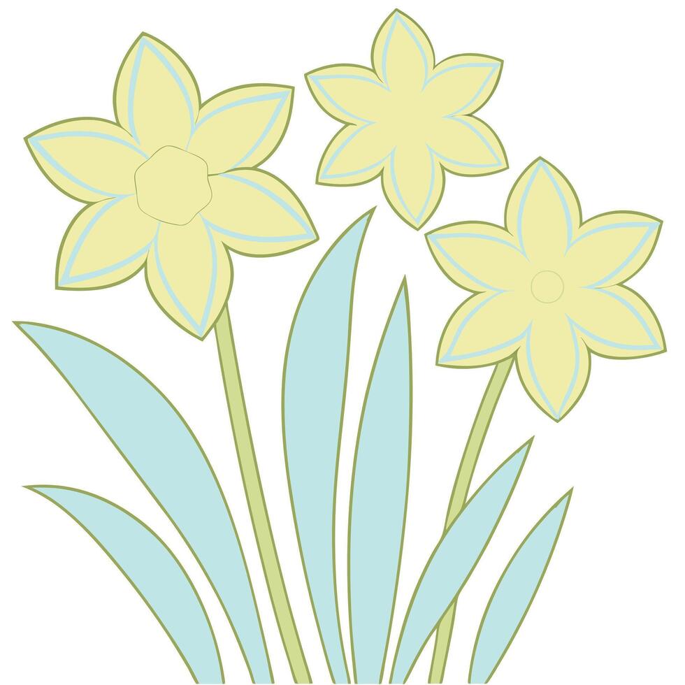 Pastel Yellow Daffodils Spring Flower Bouquet Illustration vector